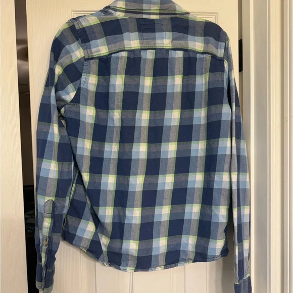 Hollister Men's Twill Shirt Size Xl Plaid Blue Button Up Long Sleeve Top - Picture 3 of 6